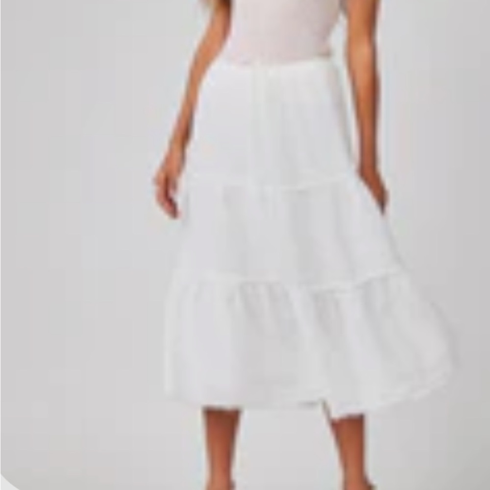 NWT! Beautiful! Bella Dahl Linen Tiered Frayed Hem Skirt